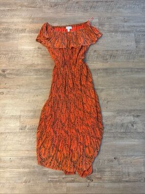 Michael Kors Orange One-Shoulder Printed Maxi Dress